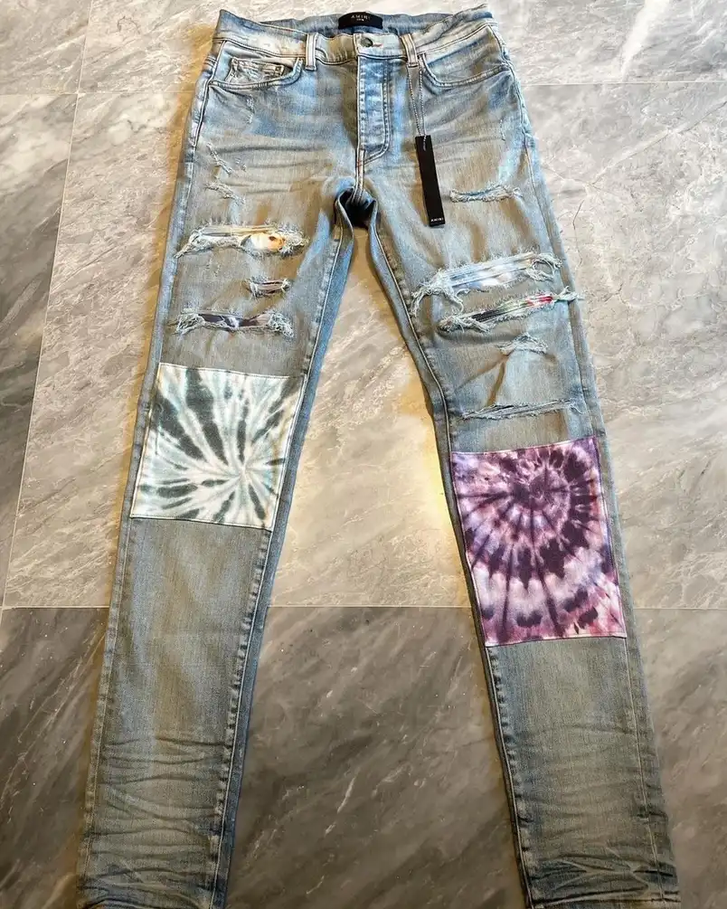 32/34 Amiri Clay Indigo Tie Die Patch Jeans
