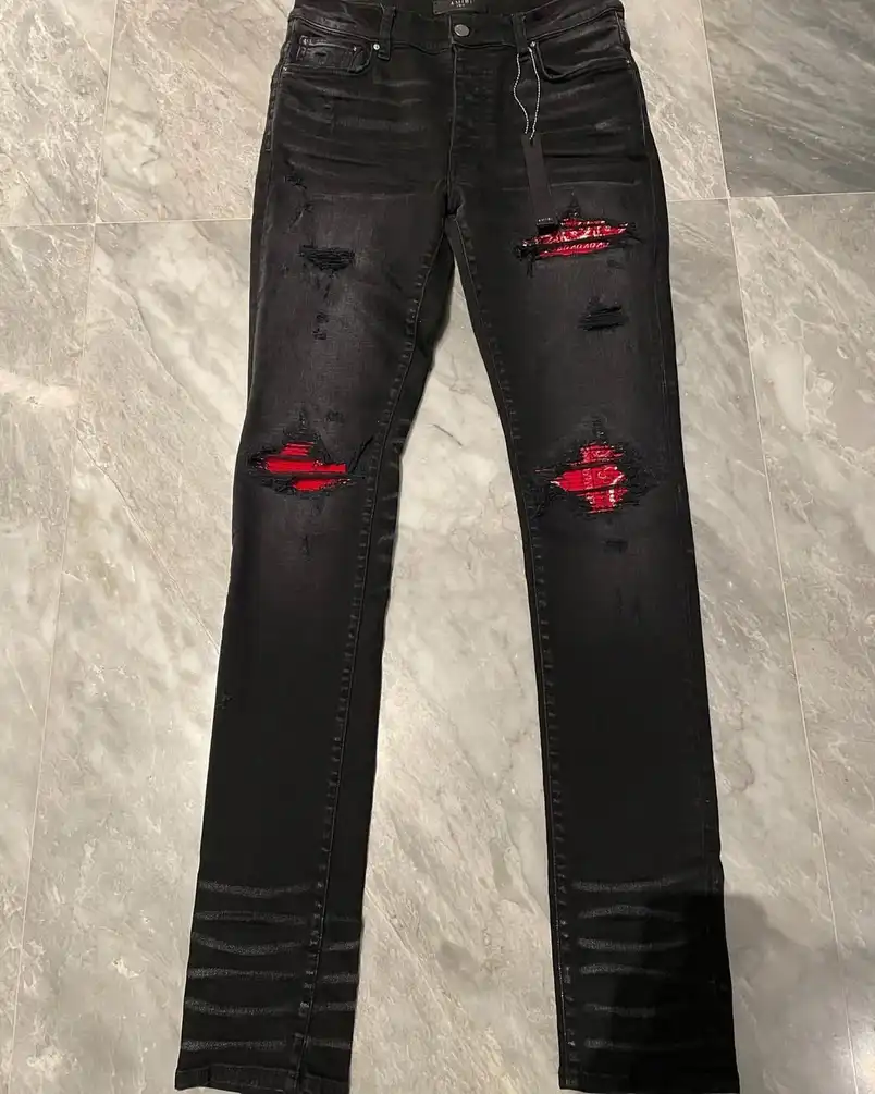 Amiri Workshop Antique Black Red Bandana MX1 Jeans