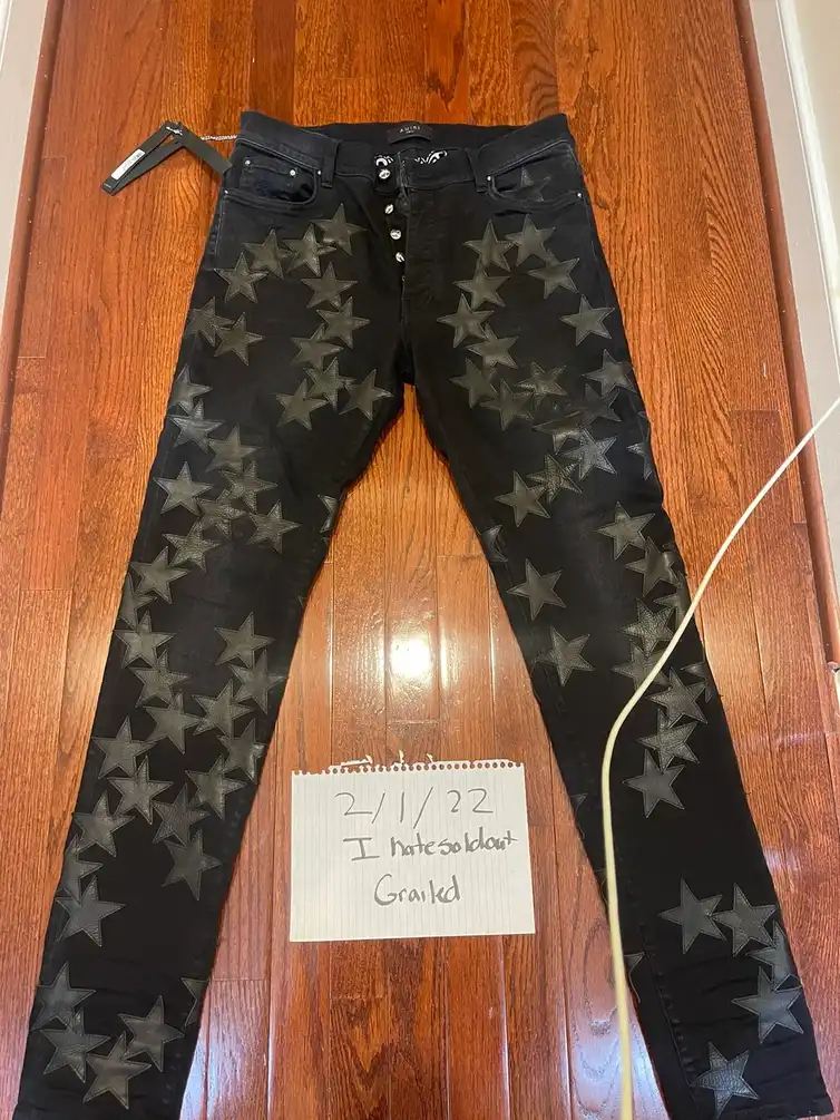 Amiri Chemist Leather Denim Jeans