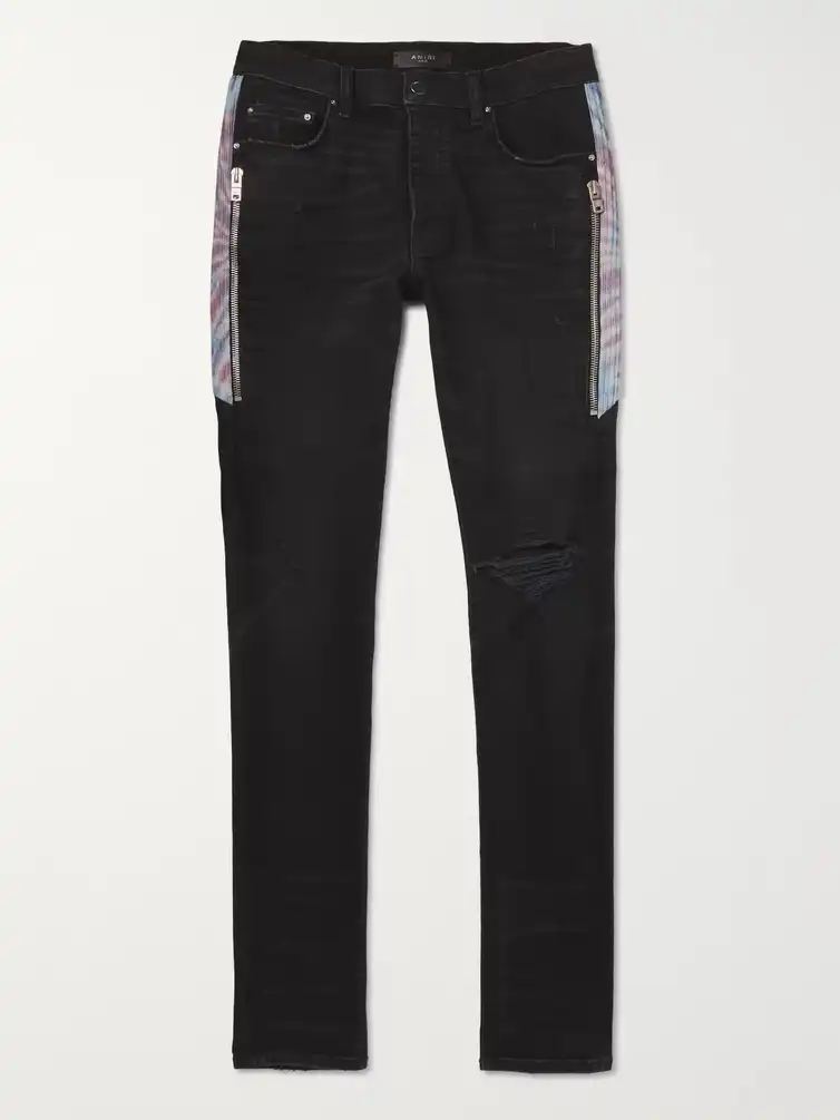 Half Track Skinny-Fit Distressed Stretch-Denim Jeans