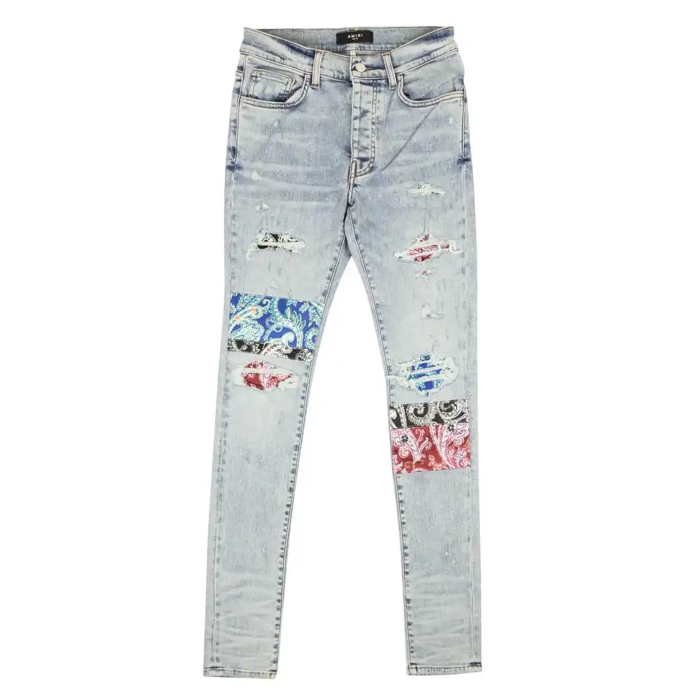Blue Pajama Art Patch Skinny Jeans Size 38/48