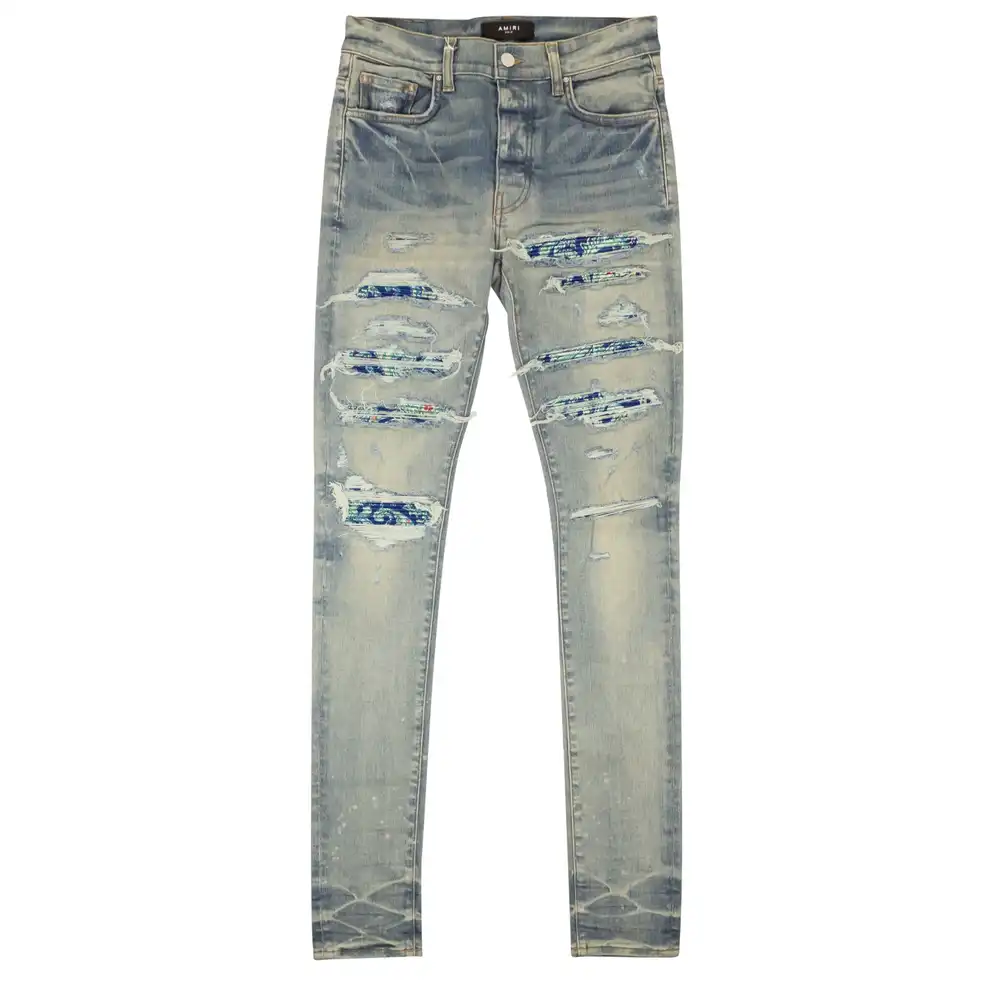 Clay Indigo Cotton Distressed PJ Thrasher Jeans Size 36/46