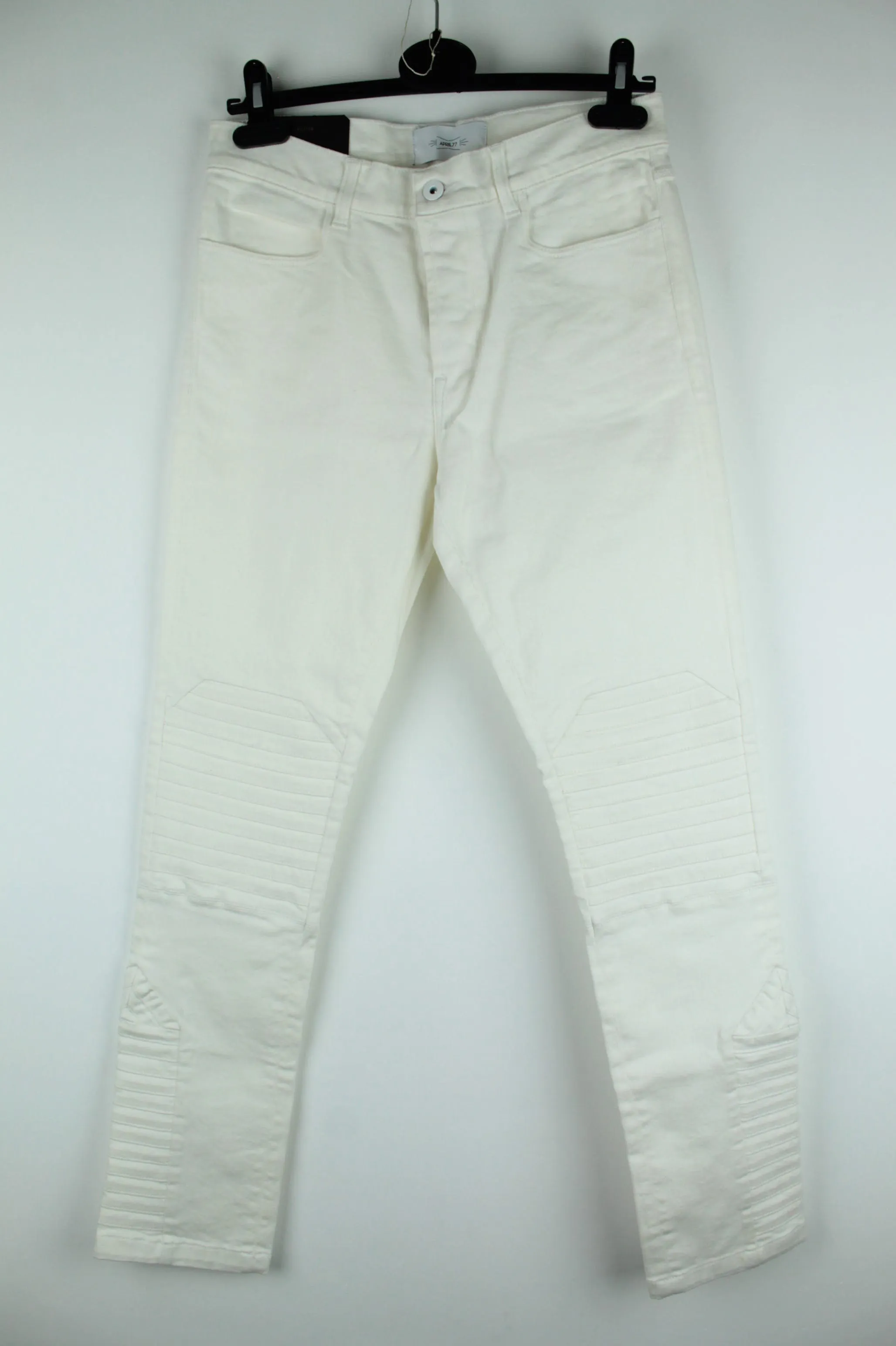 Aprill77 Filmore Natural Ecru Biker White Jeans RRP 250$
