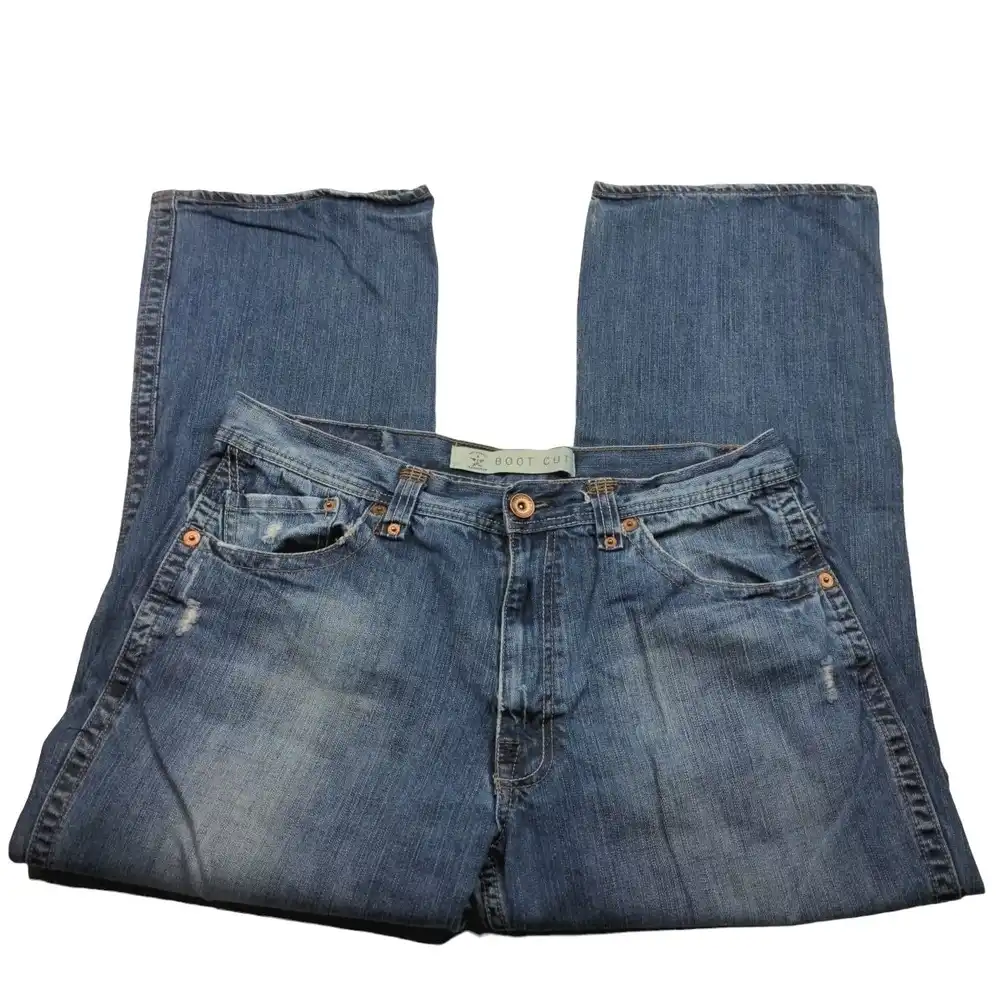 Arizona Jean Co Men's Boot Cut Jeans Size 38 X 30 Distressed