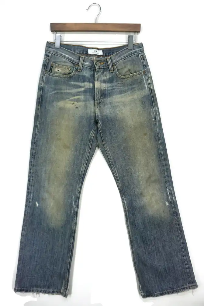 Armani Jeans Flare Jeans Distressed Dirty Blue Jeans