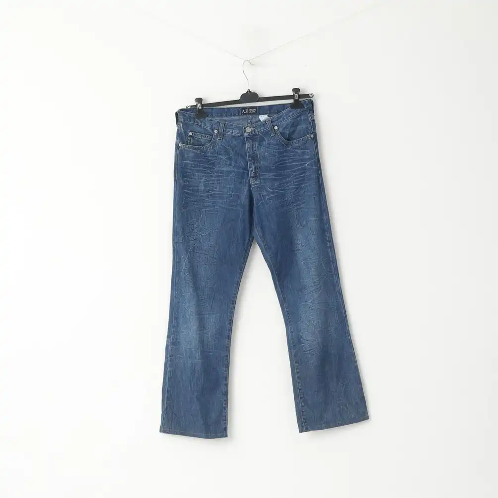 Armani Jeans Men 31 Jeans Trousers Navy Cotton Denim 4822