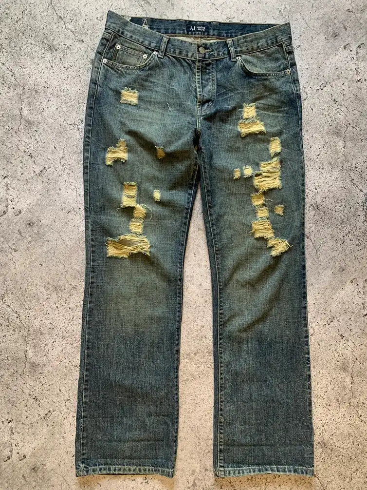 Armani vintage distressed regular fit denim pants