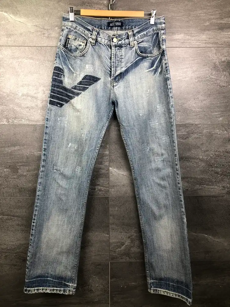 Vintage 90s Armani Jeans Denim Pants Distressed logo size 32