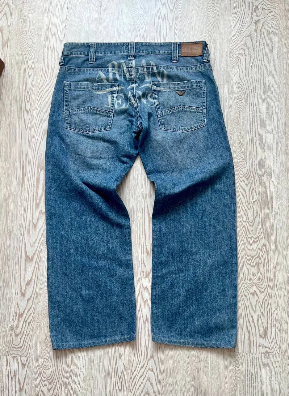 VINTAGE ARMANI BACK PRINT LOGO DENIM PANTS