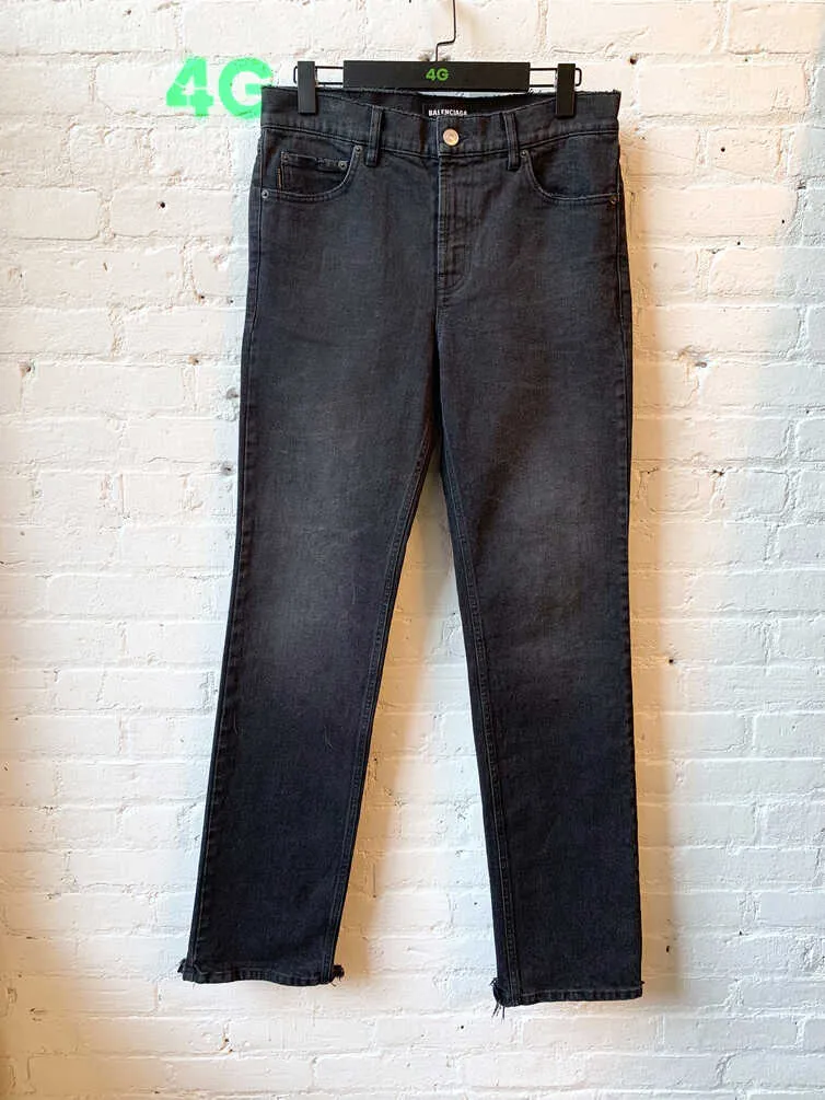 Balenciaga Slim Black Semi thrashed Jeans Sz 31