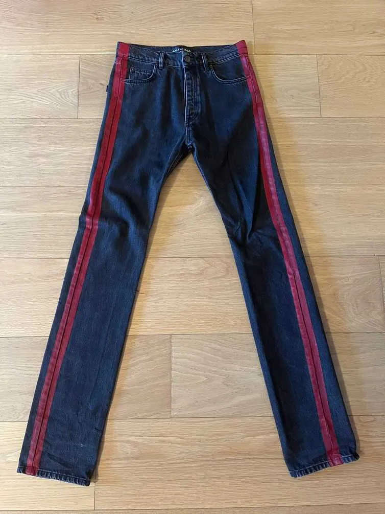 BALENCIAGA SS17 RED STRIPE DENIM