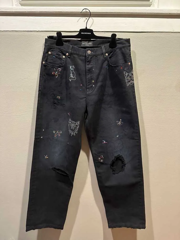 UNRELEASED Spring 2023 Rhinestone Graffiti Denim