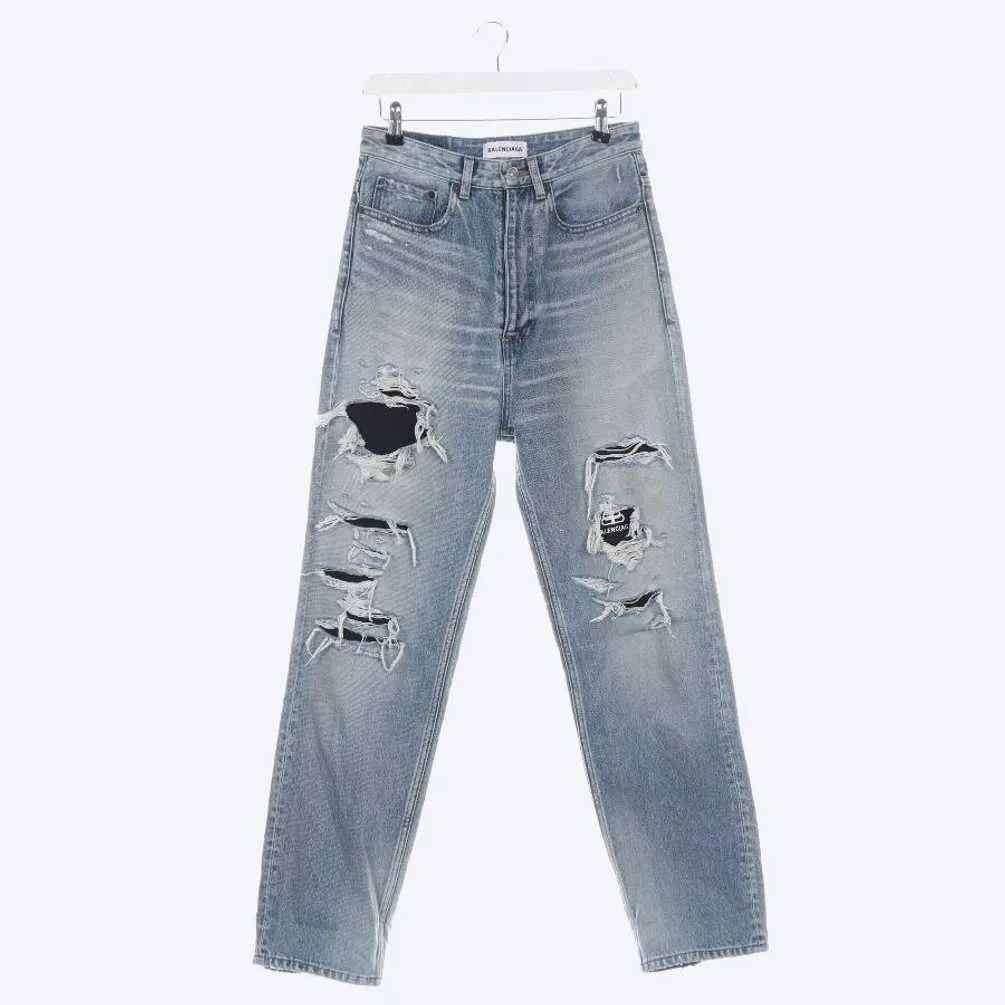 Balenciaga Distressed Ripped Boyfriend Logo Jeans