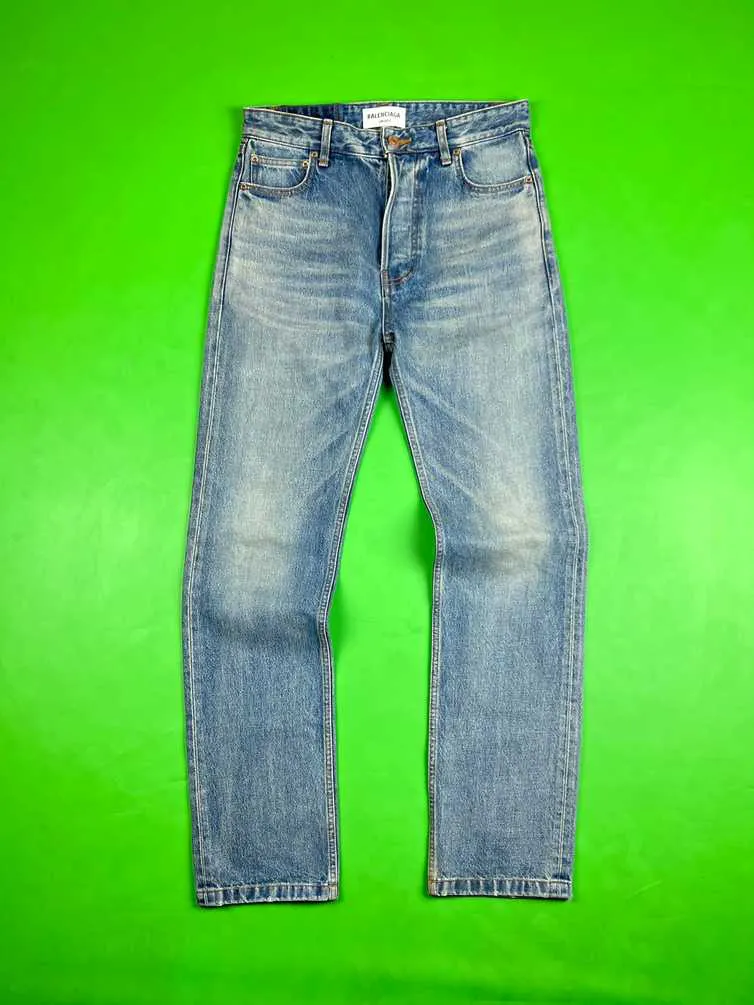 FW 21 Balenciaga Washed Denim Pants / Jeans made in Japan