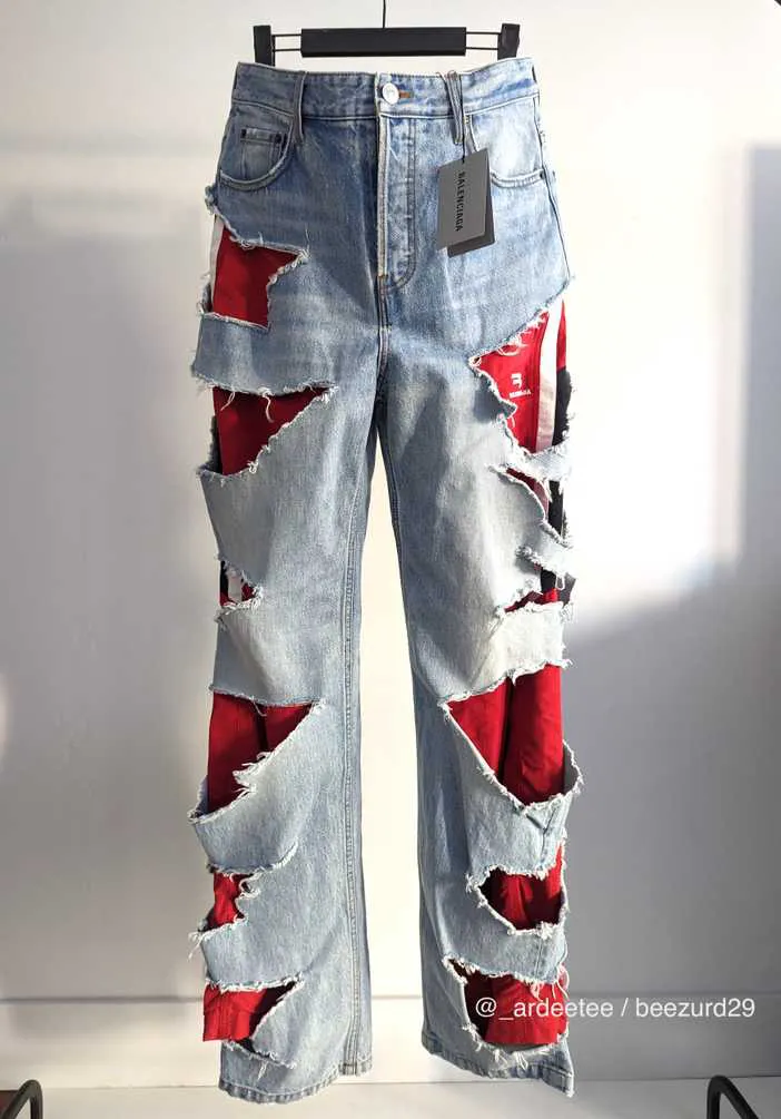 *NWT* SLASHED DENIM/TRACK PANTS HYBRID FW21