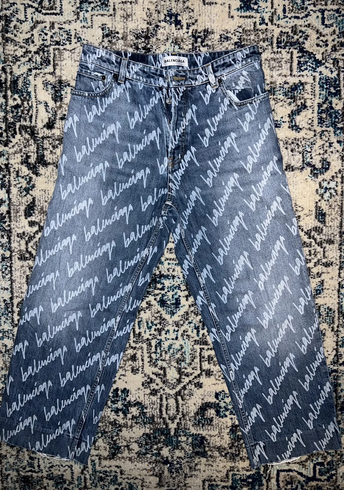 Balenciaga logo print denim jeans