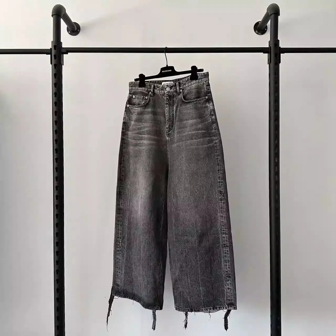 Balenciaga FW22 Leg Destruction Low Crotch Wash Baggy Jeans