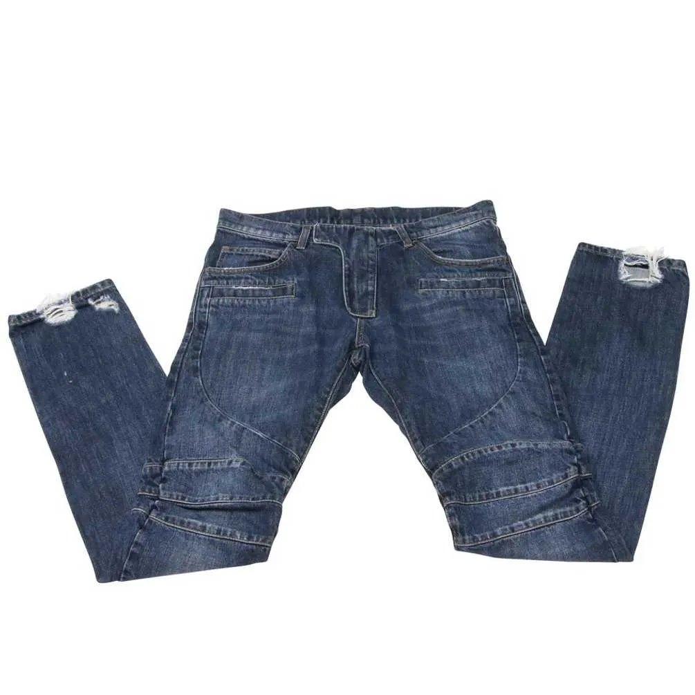 Distressed Biker Moto Men's Denim Relaxed Fit Jeans sz 31