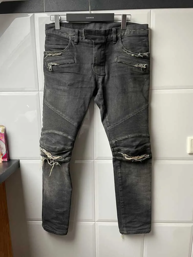 Balmain destroyed biker jeans