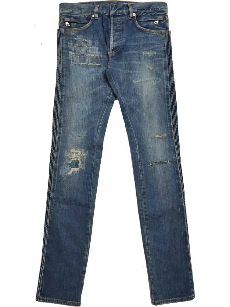 Distressed Slim Fit Skinny Blue Jeans