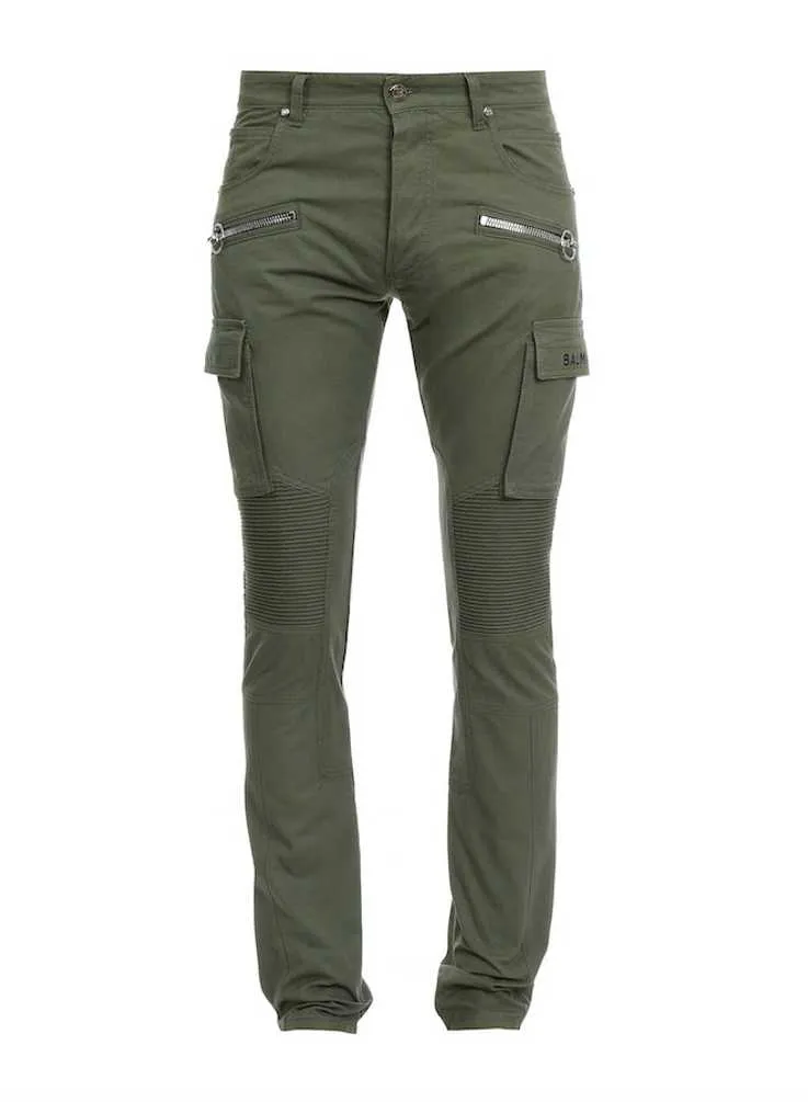 o1w1odb1y Men's Ribbed Slim Cargo Denim Pants
