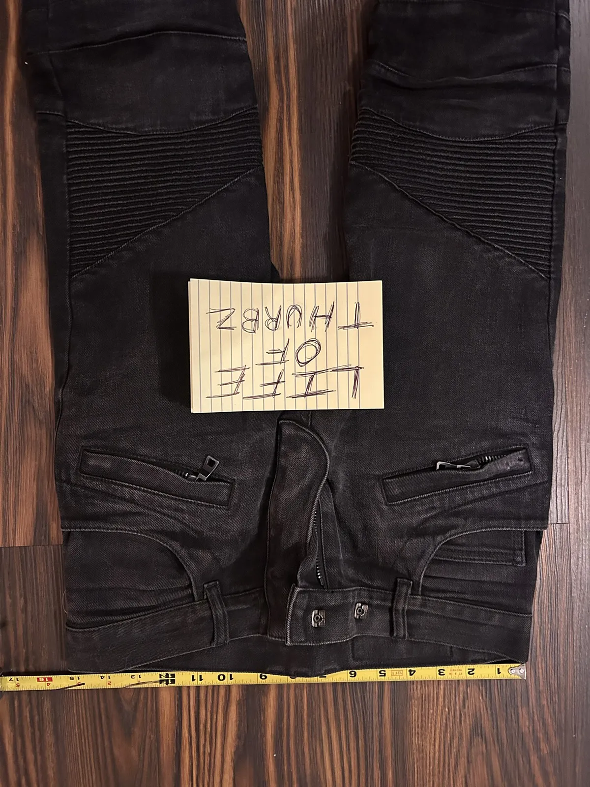 Black balmain biker jeans