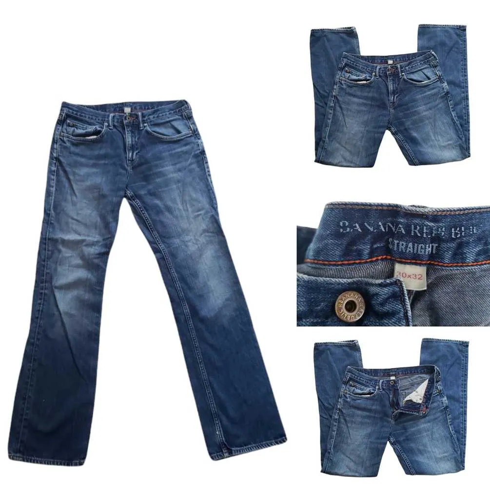 Banana Republic Straight Jean Sunset Beach Patch Distressed