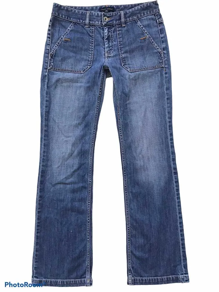 Banana Republic Bootcut Blue Distressed Denim Pant Designer
