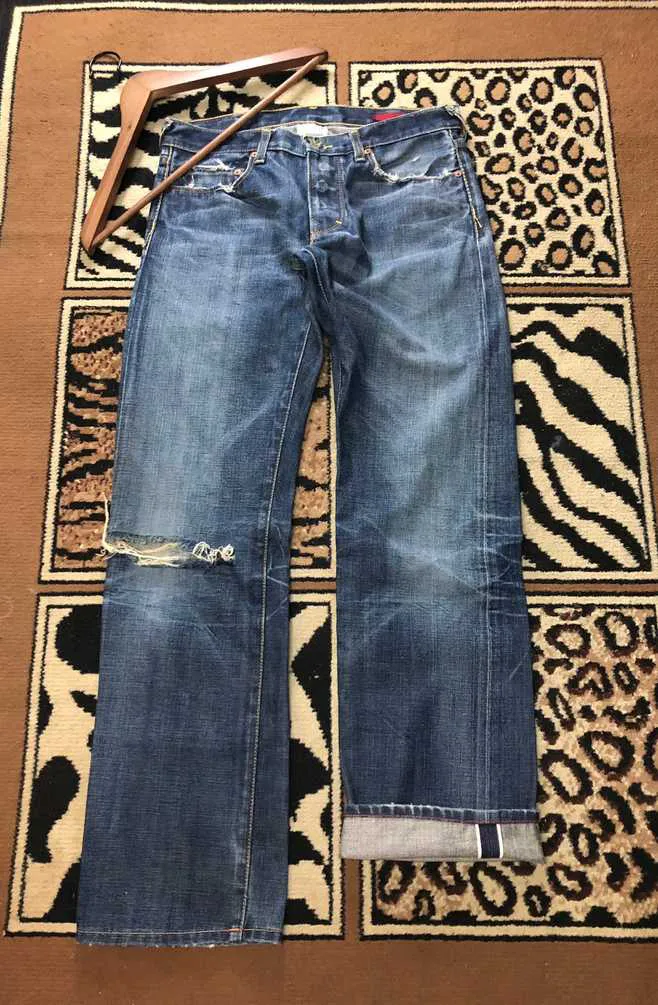 VINTAGE SELVEDGE BANANA REPUBLIC DISTRESSED DENIM