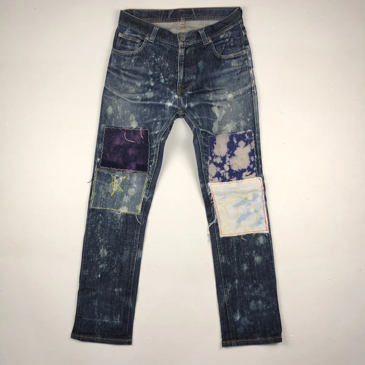Vintage Beams Jeans patchwork acis wash nice design