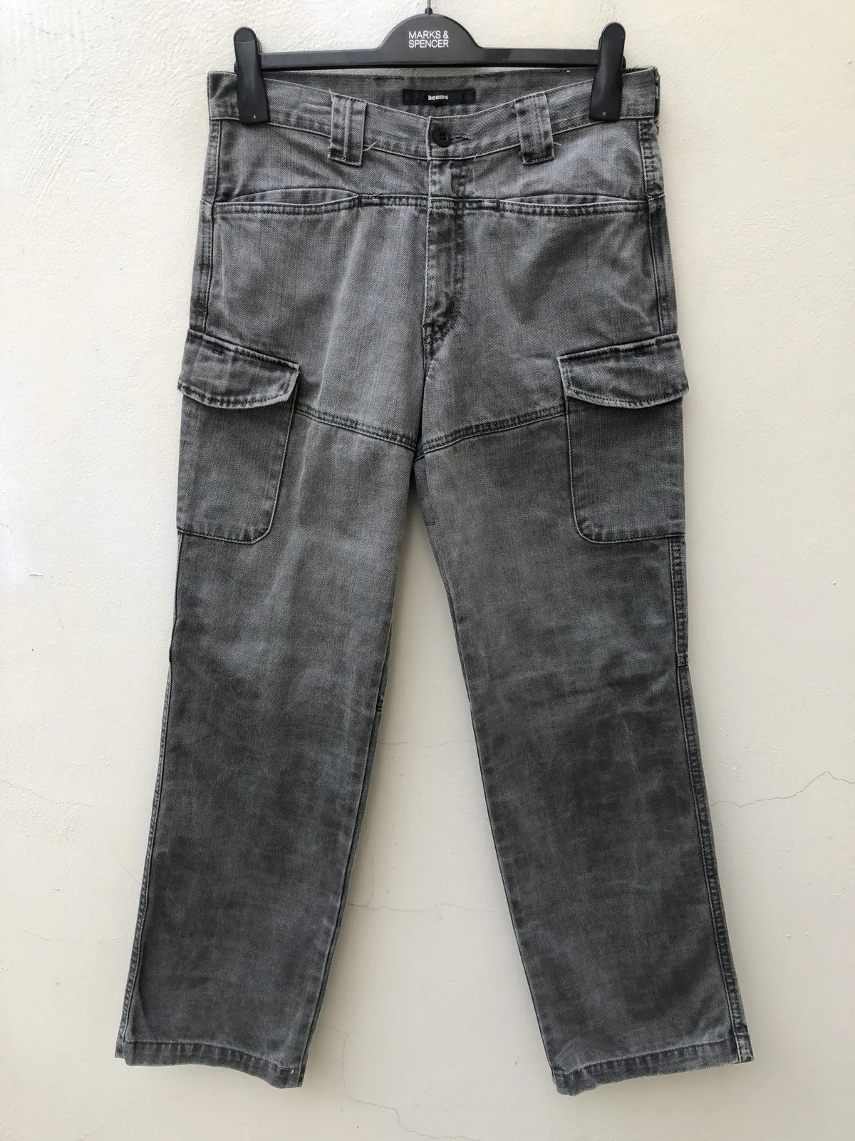 Vintage Beams Made in Japan Cargo Faded Black Denim