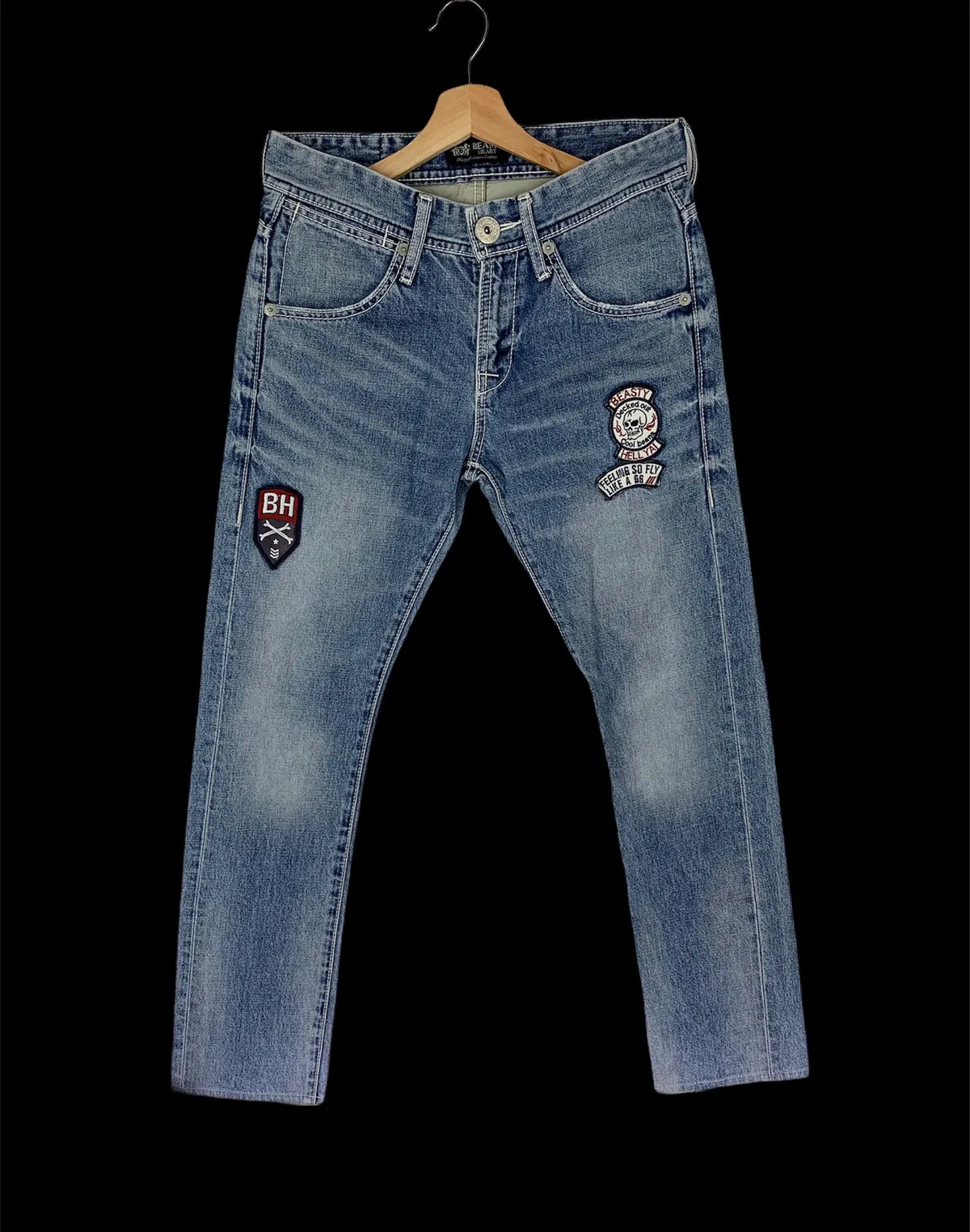 Beams Heart Denim Patches Bondage Pant