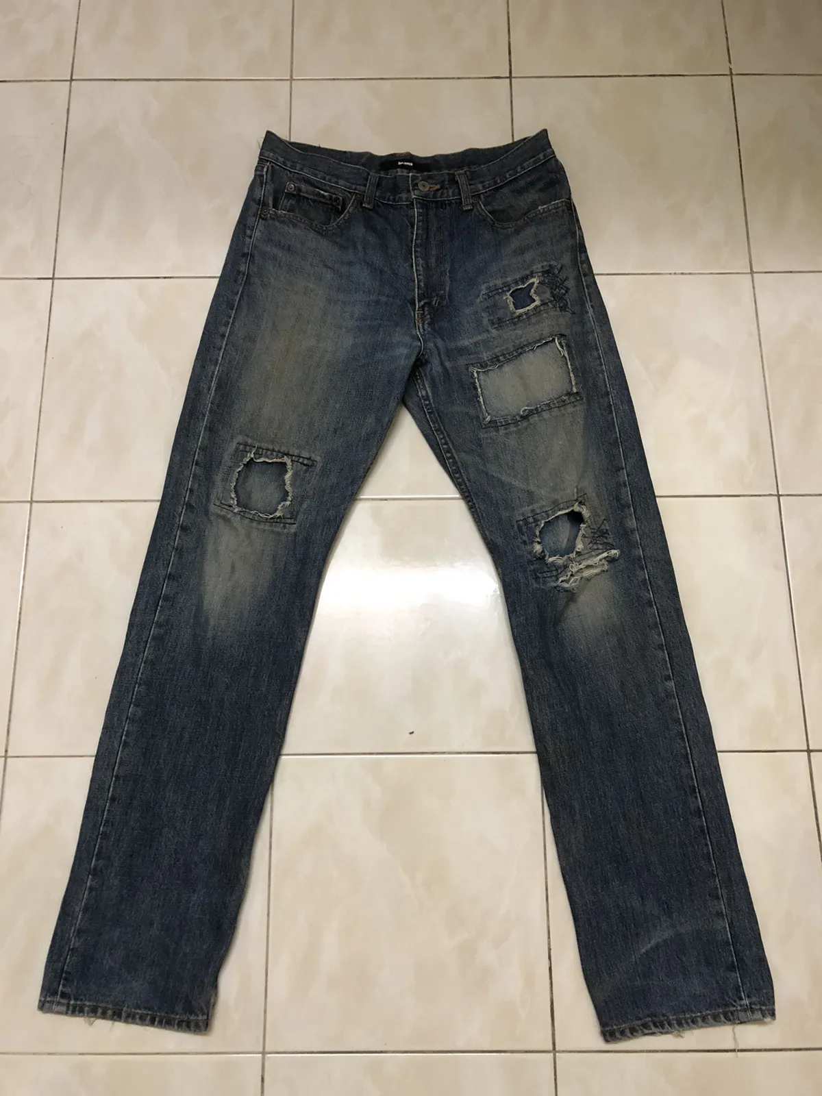 Rare BEAMS patchwork denim jeans