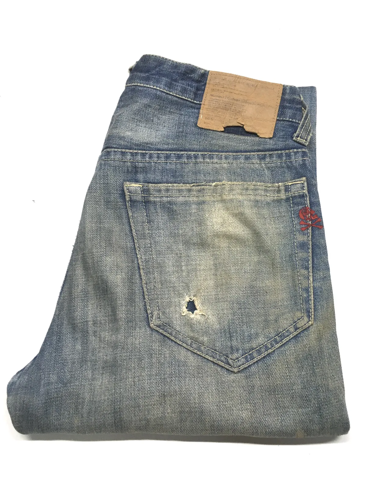 Vintage beams rusty blue wash distressed denim japan