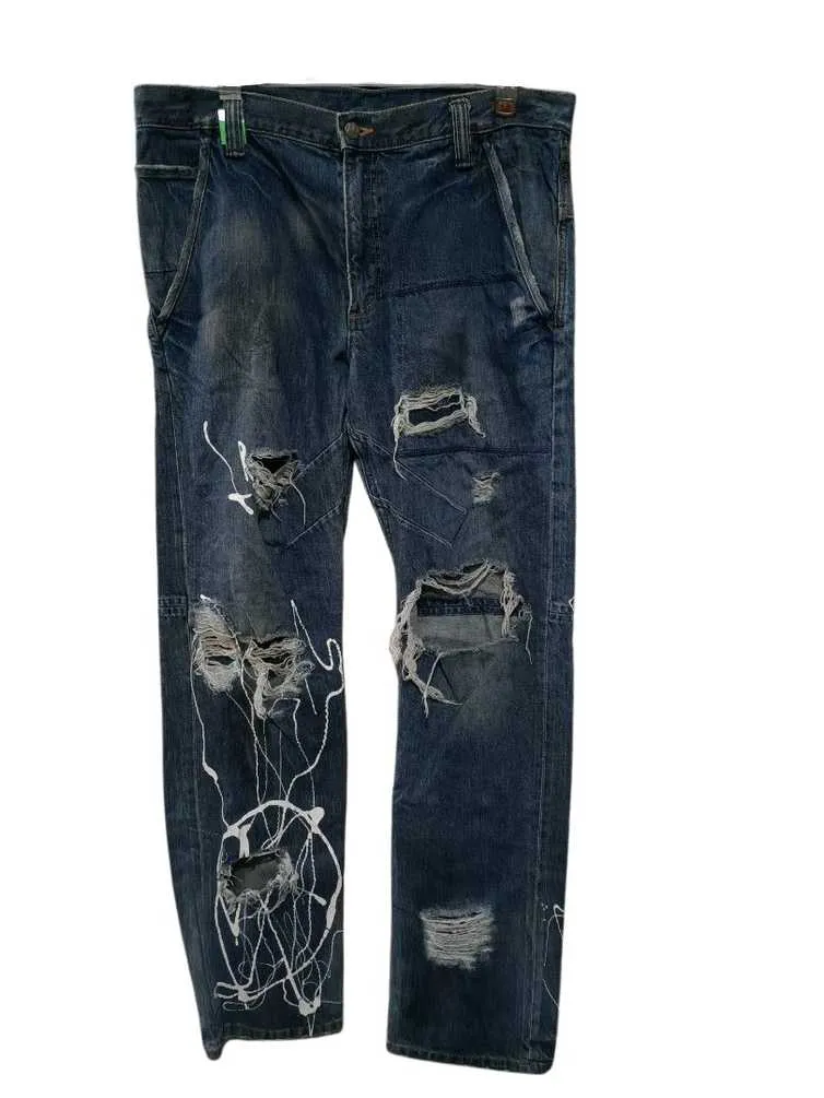 Vintage big john paint splatter ripped jeans