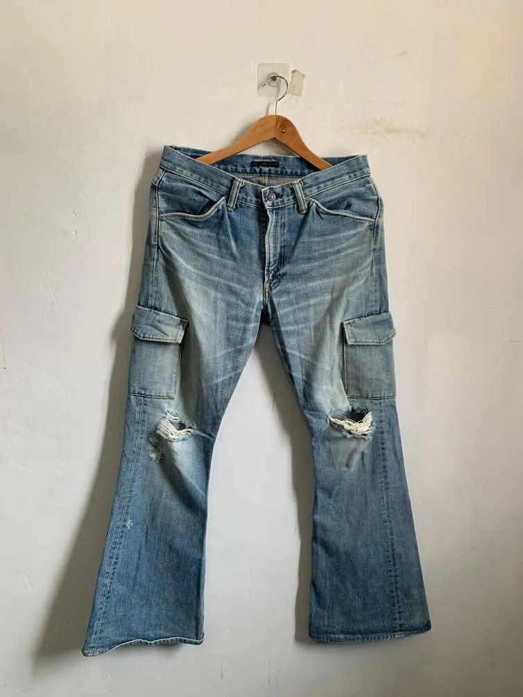 Big John Flare Distressed Jeans Denim
