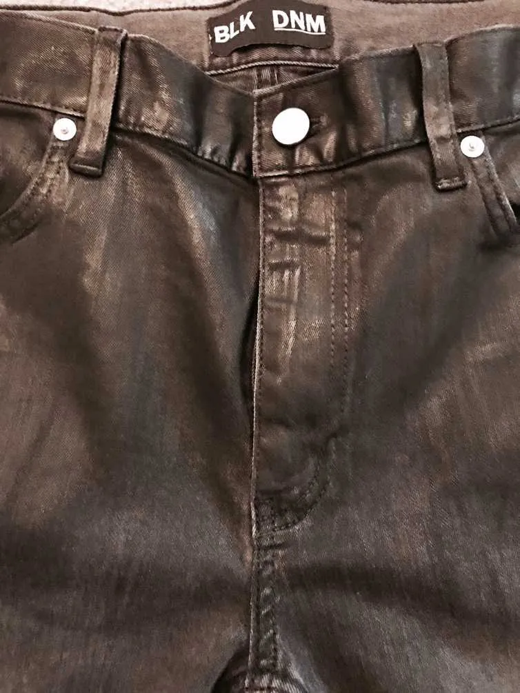 FINAL DROP Jeans 25 In Shelley Black With Coated Detail