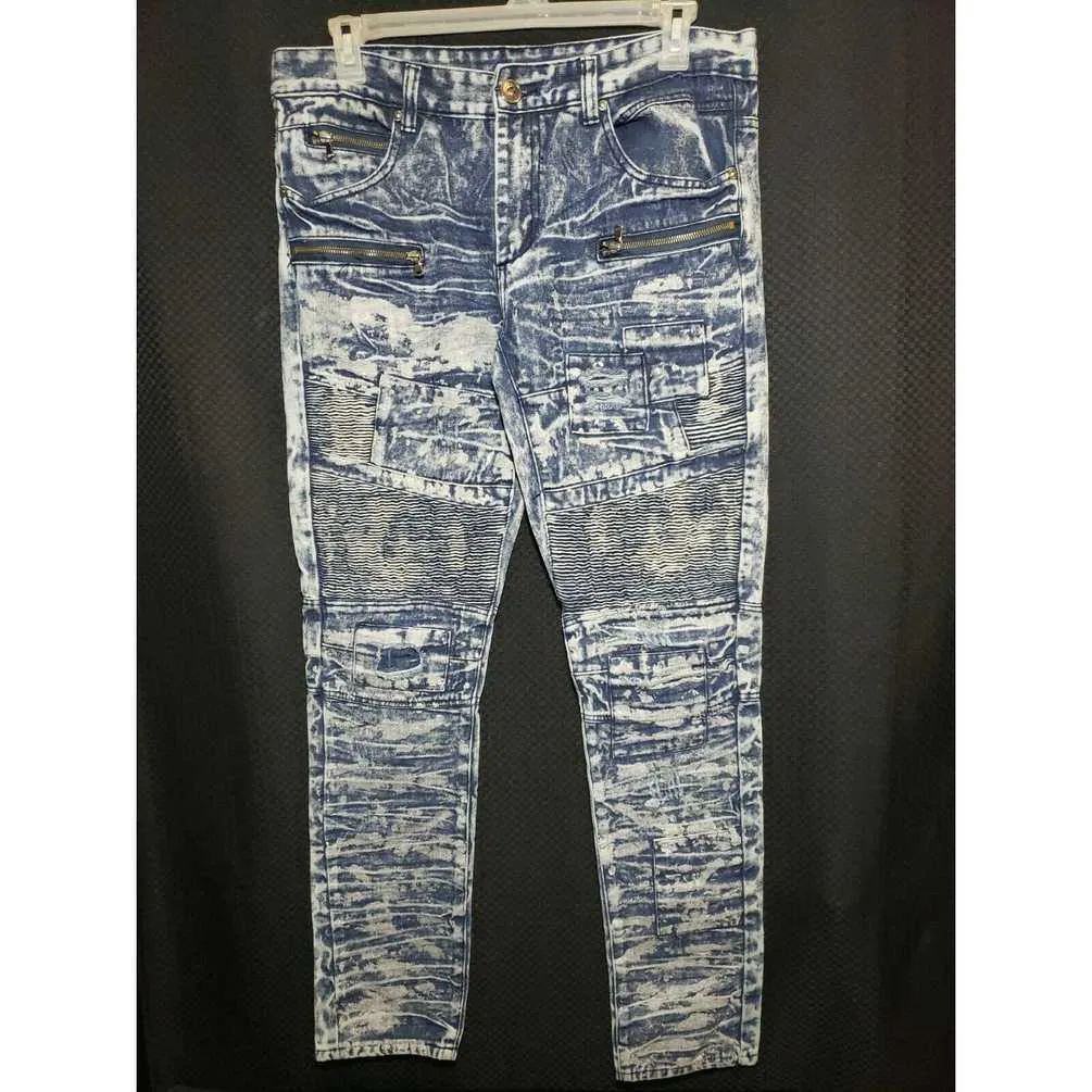 DNM COLLECTION Acid Washed Destroyed Embellished Size 34