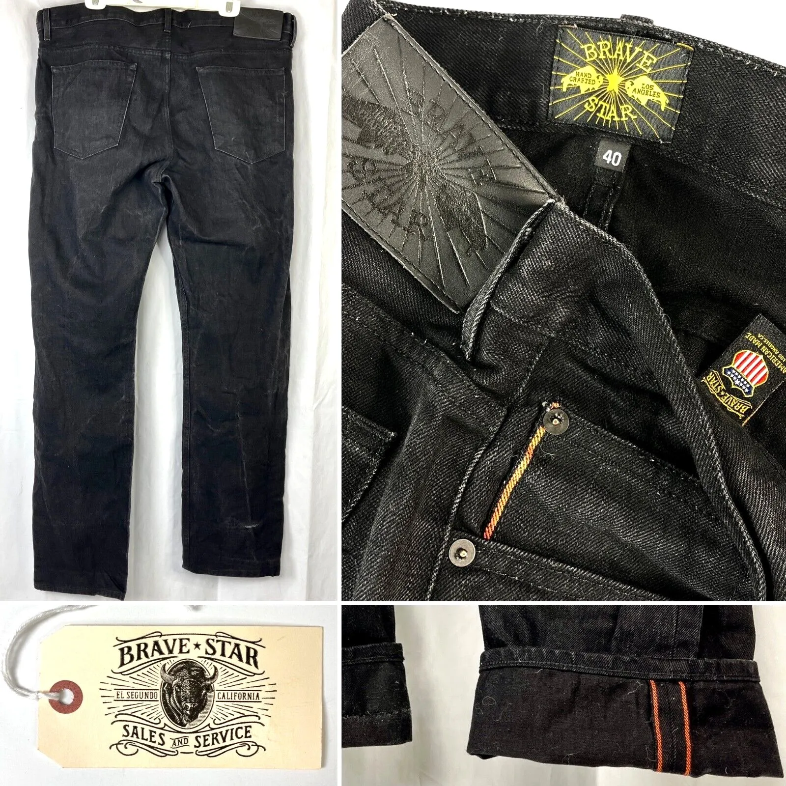 Brave Star Selvage Japan Sable Black Denim Jeans 43 x 35 Tru