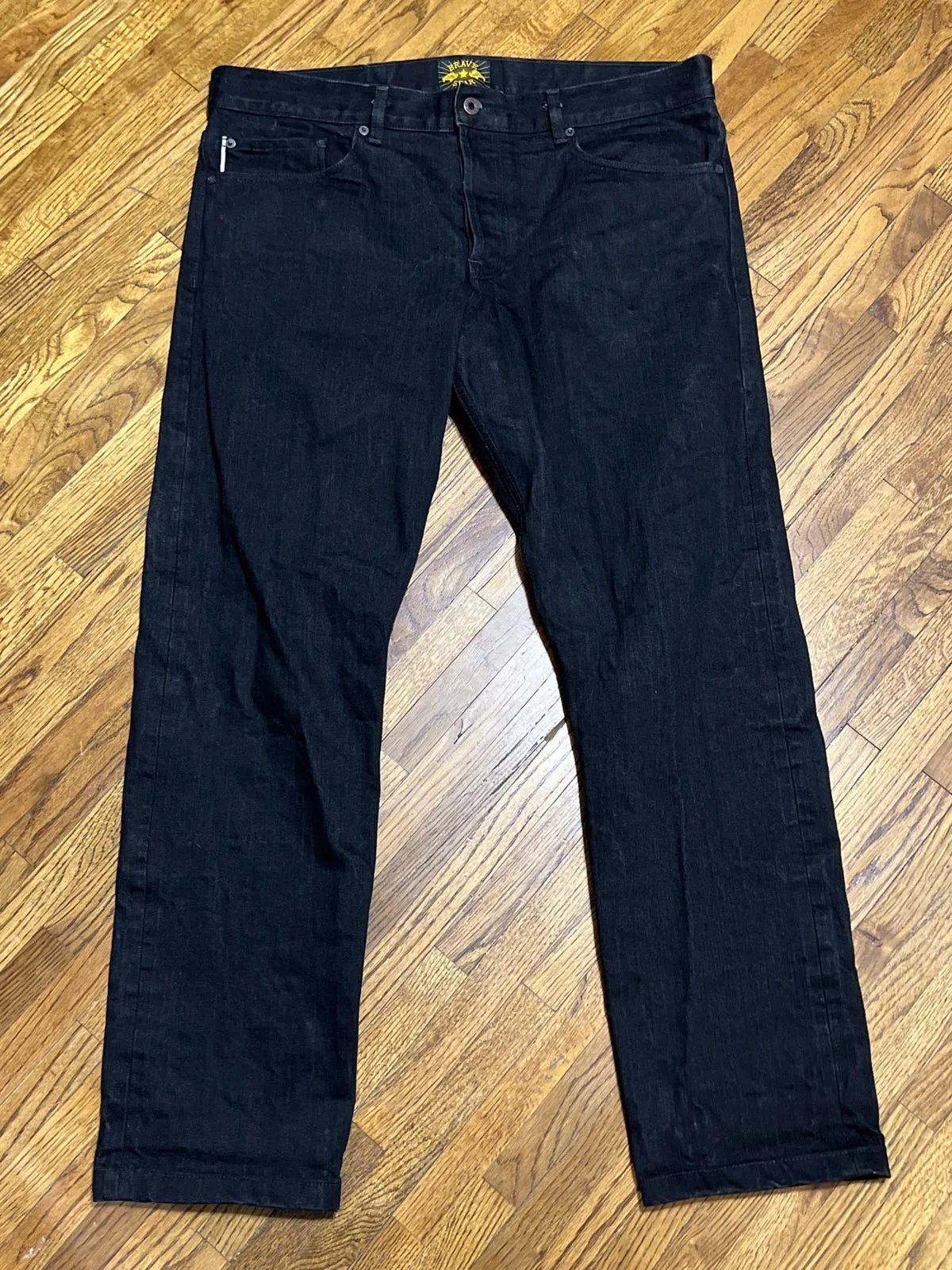 Brave Star True Straight Black Denim Selvedge Jeans
