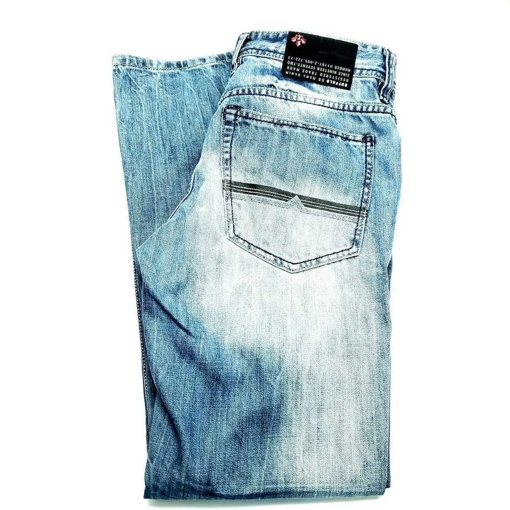 Buffalo David Bitton Distress Blue Denim Jeans Low Rise