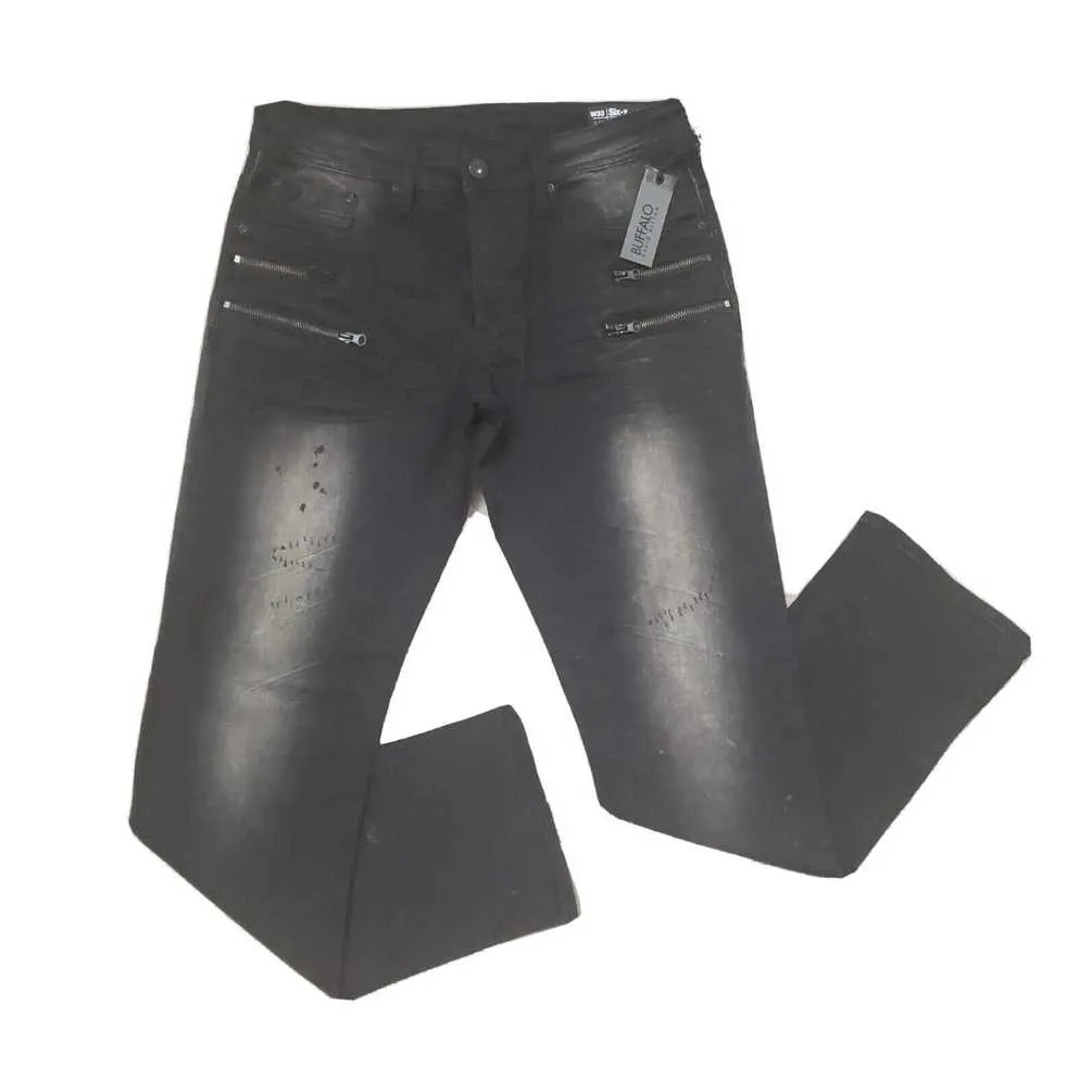 Buffalo David Bitton Six-X Slim Paint Splatter Zip Pockets