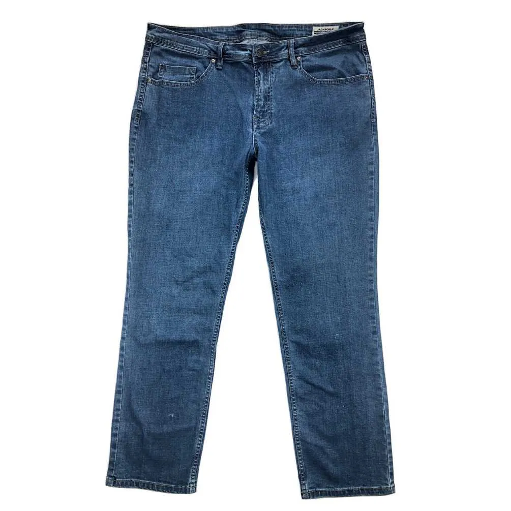 Buffalo David Bitton Jackson-X Mens 38x32 Blue Stretch Denim Straight Jeans