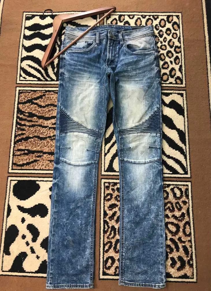 BUFFALO BY DAVID BITTON DISTRESSED BIKER DENIM