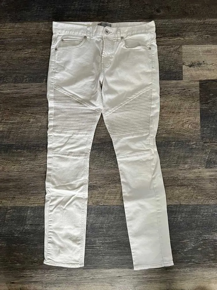 Bullhead Biker Stacked Skinny Jeans White Balmain Like