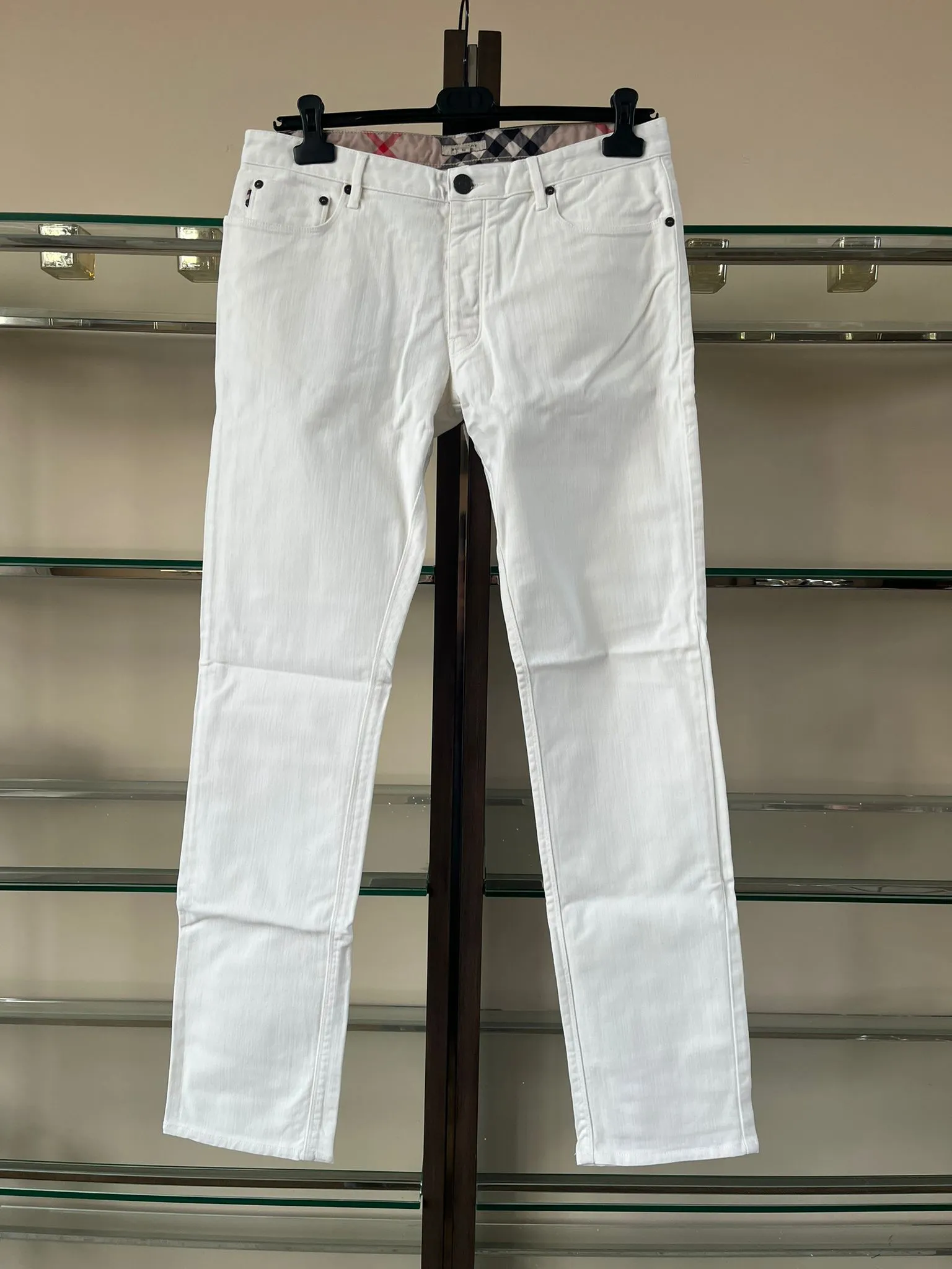 Logo Trim Denim in White