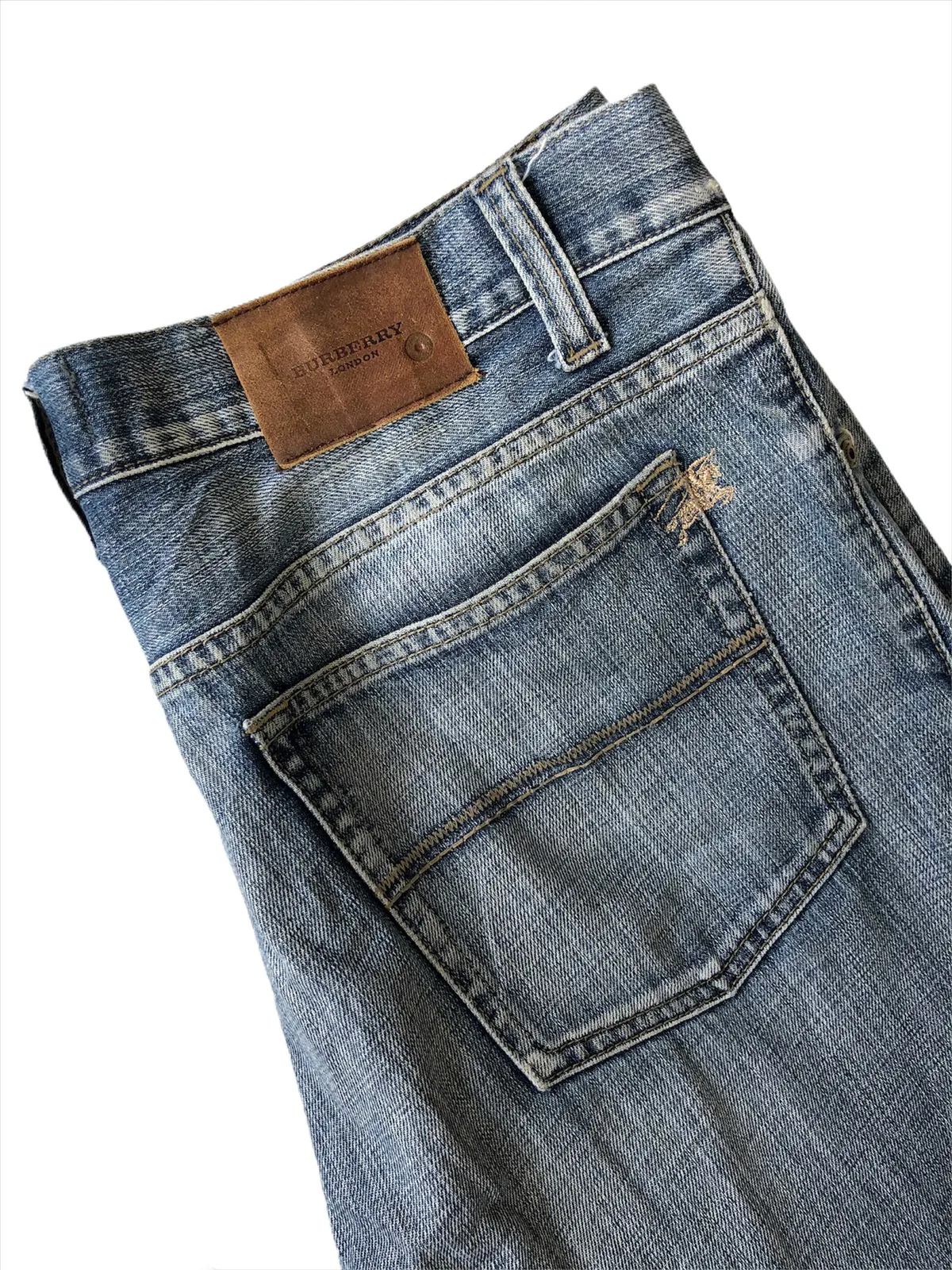 Burberry London 🏴󠁧󠁢󠁥󠁮󠁧󠁿 ™️ Logo Leather Patch O/S Denim