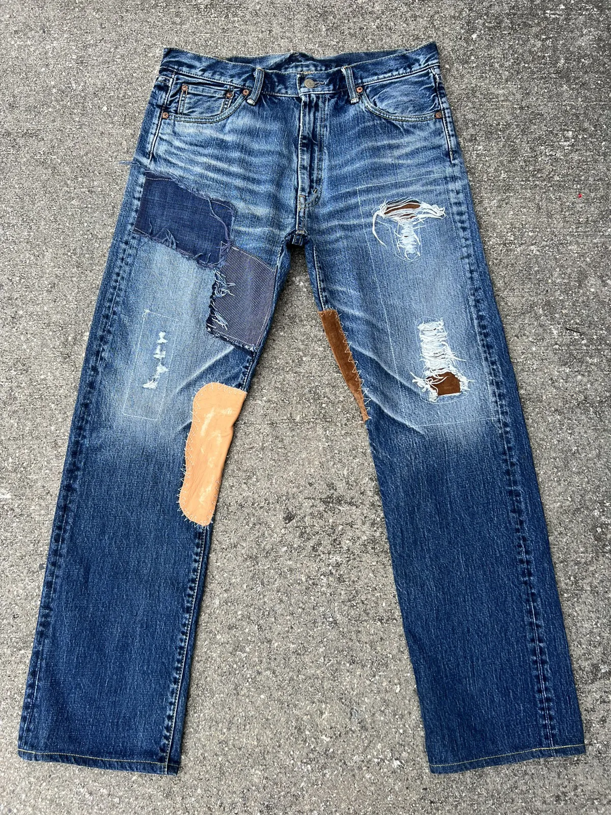 BURGUS Japan Distressed Patchworks Denim Jeans