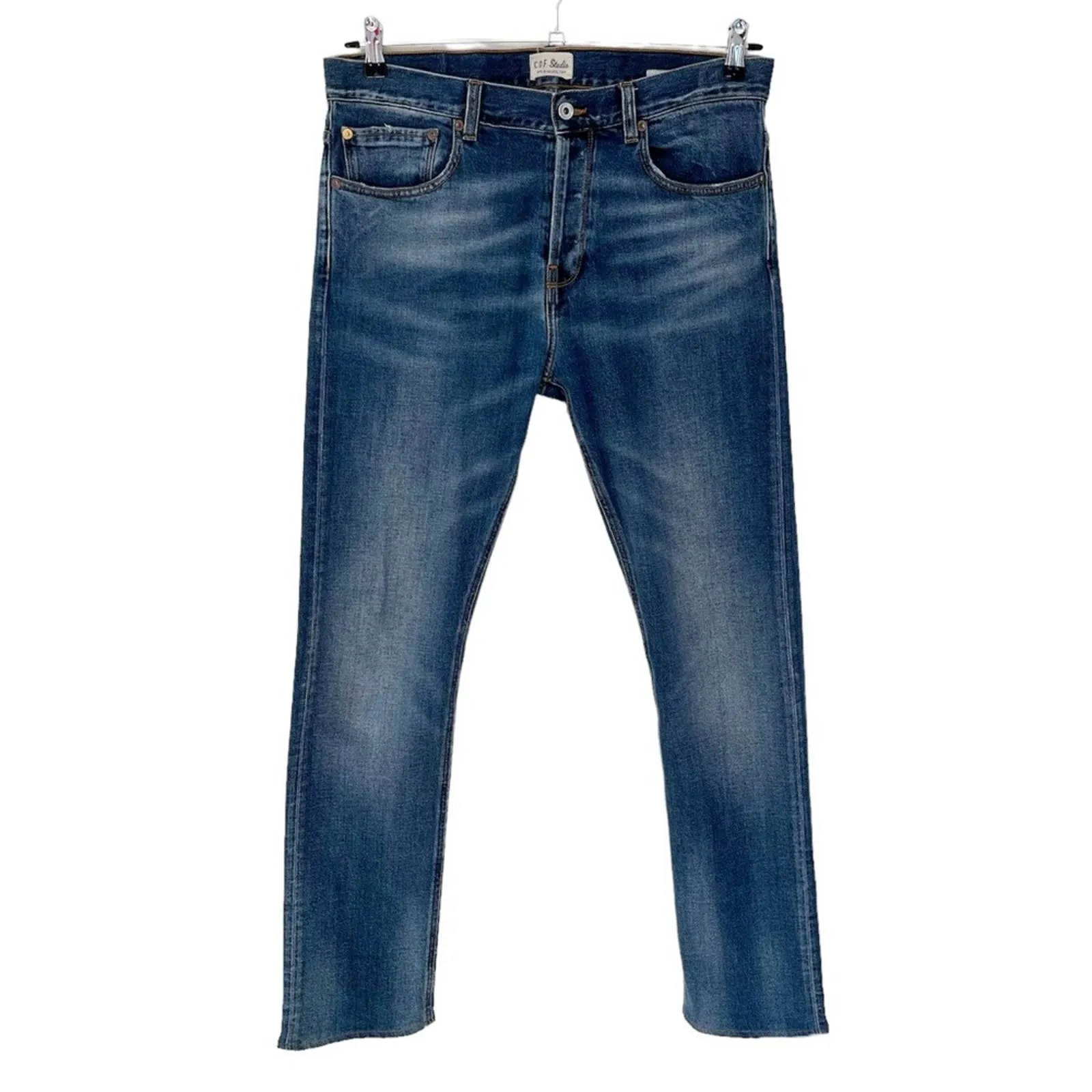 C.O.F. Studio Men’s M1 Slim Button Fly Italian Jeans Indigo