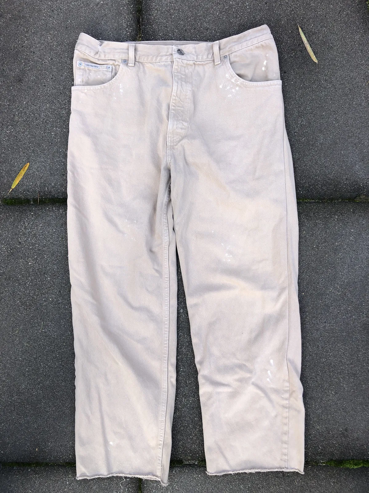 90s calvin klein raw hem painter worker denim workwear